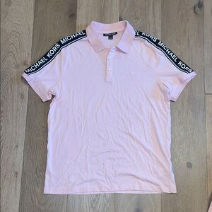 Michael Kors Light Pink Polo Shirt with Black Accents size large short sleeve